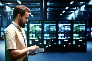 This is an image of a developer analysing some servers