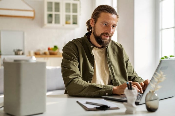Young man working at desk