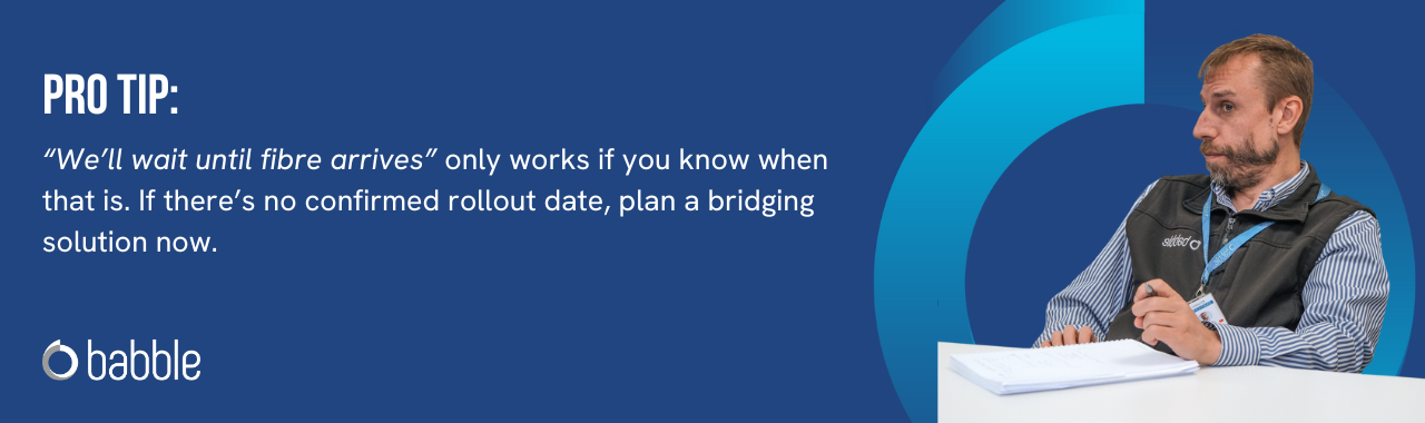 The graphic visually represents a "pro tip" to start looking into non-copper alternatives now and features an image of a man sitting at a desk.