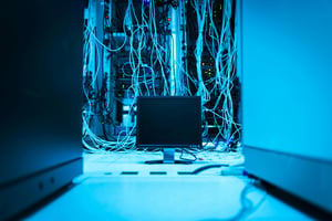 This is an image of a monitor in a data room.