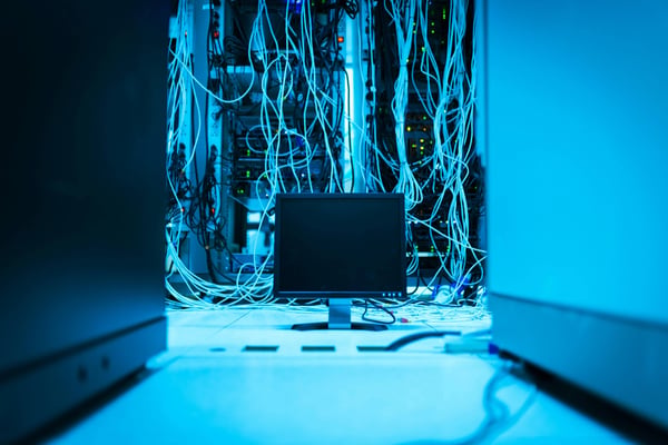 This is an image of a monitor in a data room.