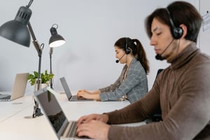 This is an image of call centre agents working 