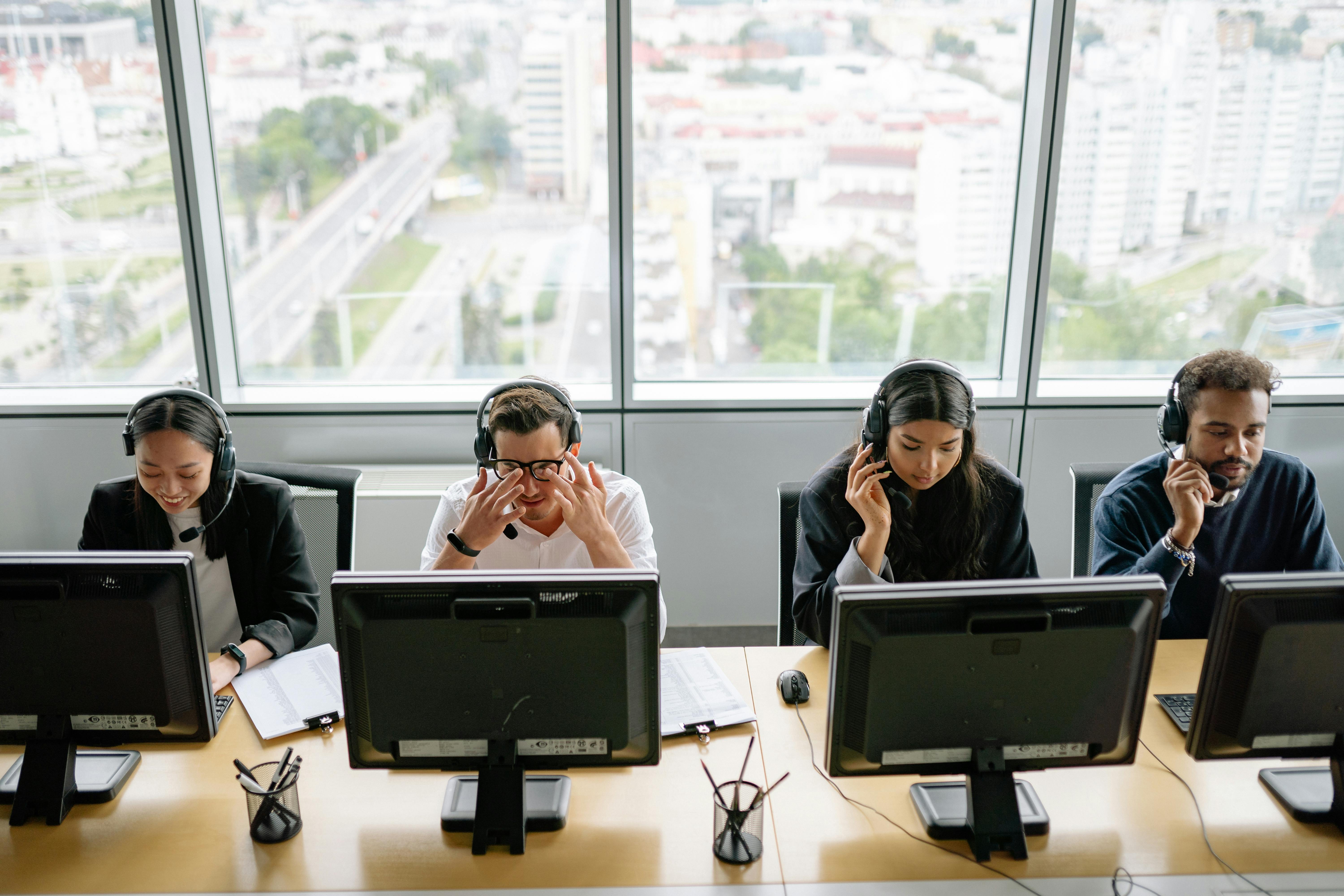 This is an image of agents working in a contact centre.